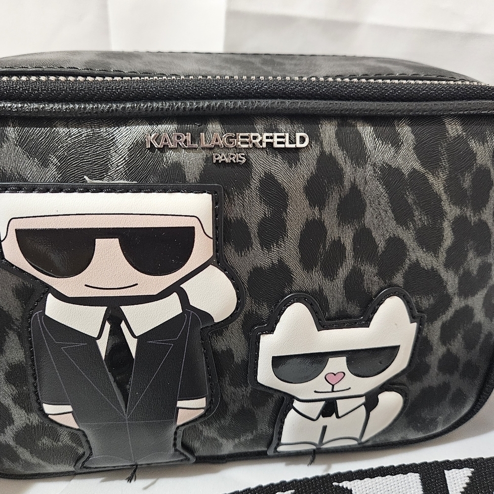 NWT Karl Lagerfeld Paris Maybelle Crossbody Camera Style Bag Leopa - Picture 3 of 9